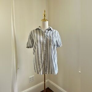 GAP Unisex Casual Blue and White Striped Shirt
